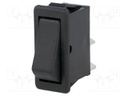 ROCKER; SPST; Pos: 2; (ON)-OFF; 16A/250VAC; black; none; Body: black