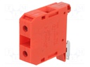 Splice terminal: rail; 4÷25mm2; ways: 1; terminals: 2; red; TS35