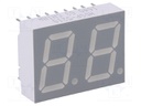 Display: LED; 7-segment; 14.22mm; 0.56"; No.char: 2; green; anode