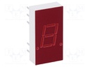 Display: LED; 7-segment; 7.6mm; 0.3"; No.char: 1; red; 0.34÷0.8mcd