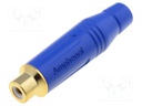 Plug; RCA; female; straight; soldering; blue; gold-plated; 3÷7mm