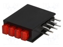 LED; in housing; red; No.of diodes: 4; 20mA; Lens: diffused,red