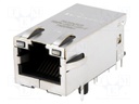 Socket; RJ45; PIN: 8; shielded,with LED; Layout: 8p8c; THT; angled