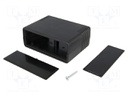 Enclosure: with panel; X: 64.5mm; Y: 89.3mm; Z: 36mm; ABS; black