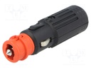 Cigarette lighter plug; 16A; Sup.volt: 12÷24VDC; 12V/1x15A; black