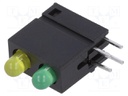 LED; in housing; yellow/green; 3mm; No.of diodes: 2; 20mA; 40°