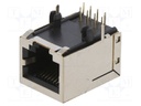 Socket; RJ45; PIN: 8; gold-plated; Layout: 8p8c; on PCBs; THT