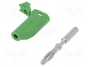 Plug; 4mm banana; 16A; 33VAC; 70VDC; green; Max.wire diam: 4mm