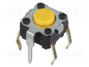 Microswitch TACT; SPST-NO; Pos: 2; 0.05A/24VDC; THT; none; 1.47N