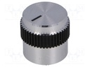 Knob; with pointer; aluminium; Shaft d: 6mm; Ø15x15mm; grey-black