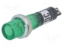 Indicator: with neon lamp; recessed; green; 12VAC; Cutout: Ø7.5mm