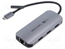 Hub USB; USB 3.0; grey; Number of ports: 6; 0.15m; Colour: black
