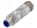 Plug; M12; PIN: 4; male; D code-Ethernet; for cable; IDC; straight