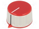 Knob; with pointer; ABS; Shaft d: 6mm; Ø36.7x21.8mm; grey; red