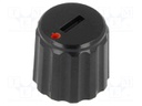 Knob; miniature; plastic; Shaft d: 6mm; Ø11x10mm; black; push-in