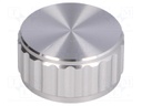 Knob; with pointer; aluminium; Shaft d: 6.35mm; Ø30x15mm; silver