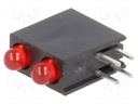 LED; in housing; red; 3mm; No.of diodes: 2; 20mA; Lens: diffused,red