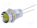 Indicator: LED; recessed; Cutout: Ø8.2mm; IP40; for PCB; brass