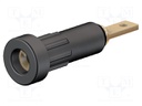 Socket; 2mm banana; 10A; 23mm; black; Mounting: soldered,on panel