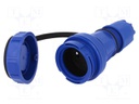 Connector: AC supply; socket; Layout: 2P+PE; blue; 250VAC; 16A