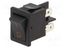 ROCKER; DPST; Pos: 2; OFF-ON; 10A/250VAC; 10A/28VDC; black-red; none