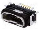 Socket; USB B micro; SMT; PIN: 5; with seal; USB 2.0; IPX7