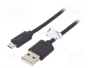 Cable; USB 2.0; USB A plug,USB B micro plug; 0.6m; black; Core: Cu