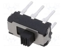 Switch: slide; Pos: 2; SPDT; 0.3A/30VDC; ON-ON; Mounting: THT; 20mΩ