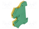 Splice terminal: rail; 6mm2; ways: 1; terminals: 2; yellow-green