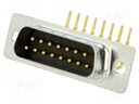 D-Sub; PIN: 15; socket; male; turned contacts; angled 90°; THT