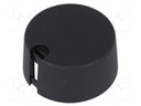 Knob; with pointer; plastic; Shaft d: 6mm; Ø31x16mm; black; push-in