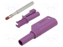 Plug; 4mm banana; 24A; 1kVDC; violet; 0.5÷2.5mm2; on cable; 3mΩ