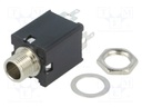 Socket; Jack 6,35mm; female; stereo; with double switch; straight