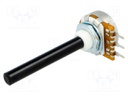 Potentiometer: shaft; single turn; 1kΩ; ±20%; 0.4W; linear; 6mm; THT