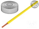 Wire; stranded; Cu; 1x0,14mm2; PVC; yellow; 60V; -10÷85°C; 10m