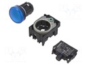 LED Panel Mount Indicator, Blue, 24 VAC/VDC, 22 mm, 710 mcd, IP20/66/67/69/69K, NEMA 1/2/3/4/12/13