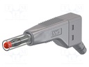 Plug; 4mm banana; 32A; 30VAC; 60VDC; grey; 2.5mm2; on cable