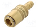 Quick connection coupling; straight,with valve; 10bar; Seal: FPM