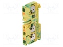 Splice terminal: rail; 6mm2; ways: 1; terminals: 3; yellow-green