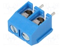 PCB terminal block; angled 90°; 5mm; ways: 2; on PCBs; 1.5mm2; 16A