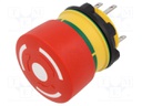 Emergency Stop Switch, SPST-NO, SPST-NC, Maintained, Quick Connect, 3 A, 250 V