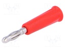 Plug; 4mm banana; 24A; 60VDC; red; Max.wire diam: 6mm