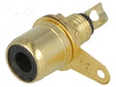 Socket; RCA; female; gold-plated; for panel mounting; 6mm