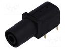 Socket; 4mm banana; 24A; 33mm; black; gold-plated; on panel
