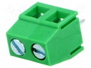 PCB terminal block; angled 90°; 5mm; ways: 2; on PCBs; 1.5mm2; 8A