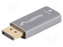 Adapter; DisplayPort plug,HDMI socket; silver; aluminium
