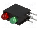 LED; in housing; red/green; 3mm; No.of diodes: 2; 20mA; 40°