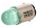 LED lamp; green; BA15D; 12VDC; 12VAC