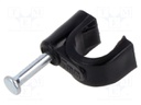 Holder; black; on round cable; 100pcs; with a nail; Ø: 7mm; H: 8.9mm