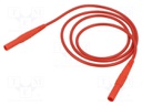 Test lead; 19A; banana plug 4mm x2; insulated; Urated: 1kV; Len: 1m